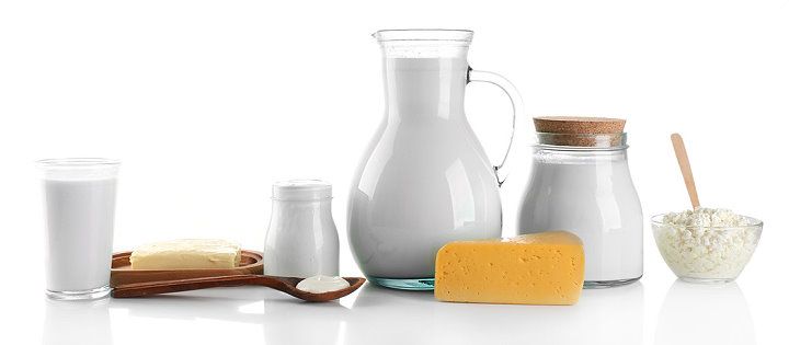 Käse und verschiedene Milchprodukte
