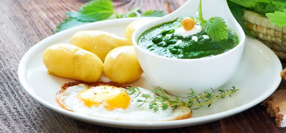 Rezept für Kartoffeln mit Spinat und Spiegelei